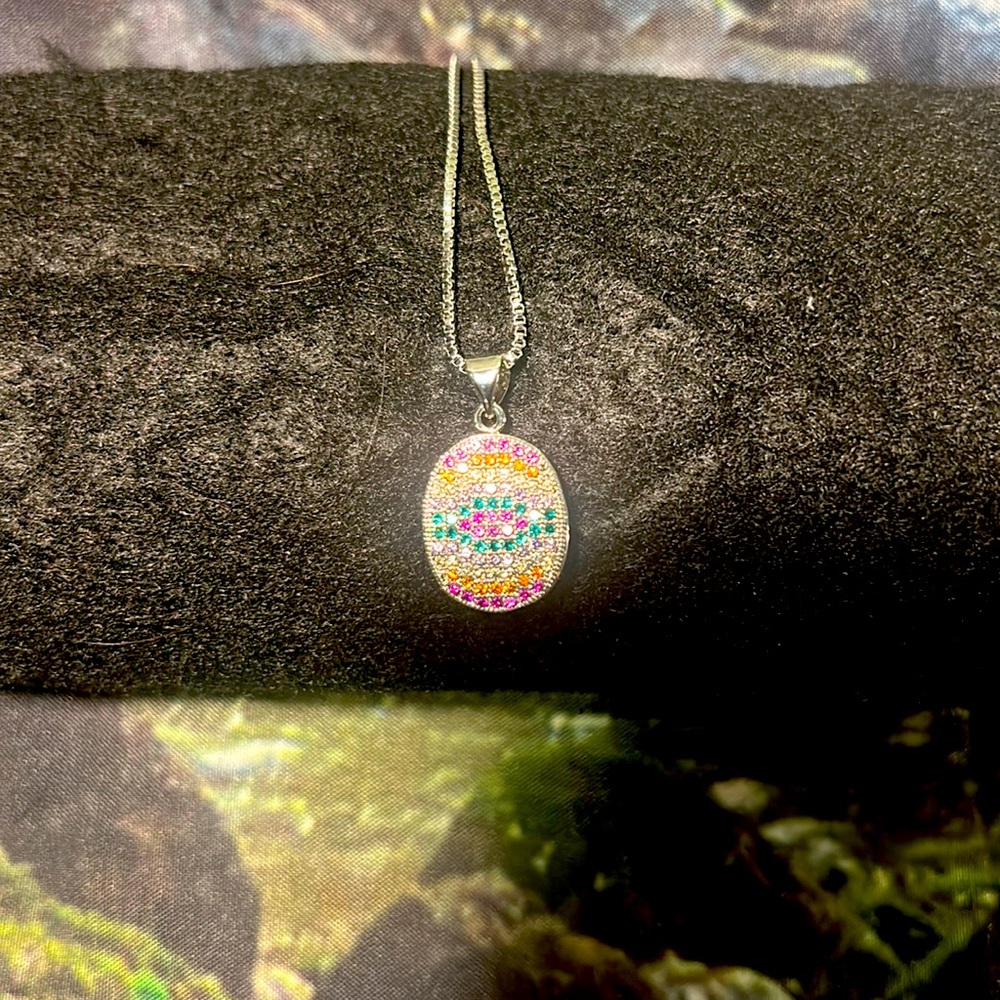 Rainbow Silver Filled Necklace With Charm